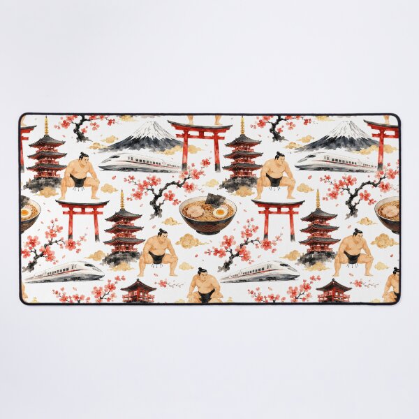 Item preview, Tokyo City Icons Watercolor Seamless Travel Pattern designed and sold by Inkworksbyshery.