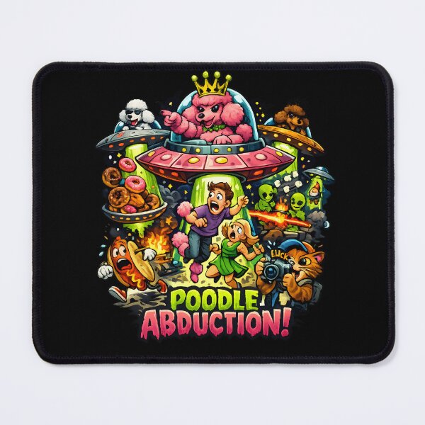 Item preview, Poodle Invasion – Crazy UFO Alien Cartoon Scene designed and sold by meshhead.