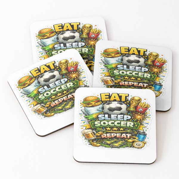 Item preview, Eat Sleep Soccer Repeat Sticker | Funny Soccer Fan World Cup Design designed and sold by Ermicioi.