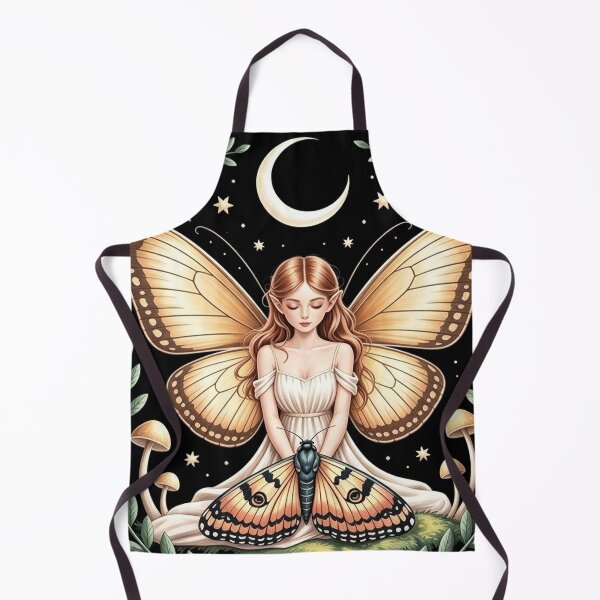 Item preview, Celestial Fairy with Moth Wings Mystic Moon and Mushrooms Art designed and sold by brkydesign.