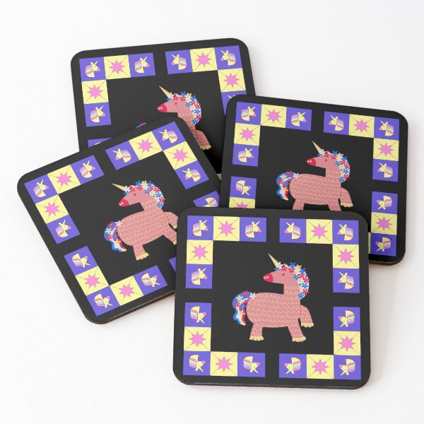Item preview, Colorful Folk Art Unicorn & Geometric Star Quilt Pattern Design designed and sold by Yasmine Mohammed.