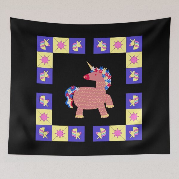 Item preview, Colorful Folk Art Unicorn & Geometric Star Quilt Pattern Design designed and sold by Yasmine Mohammed.