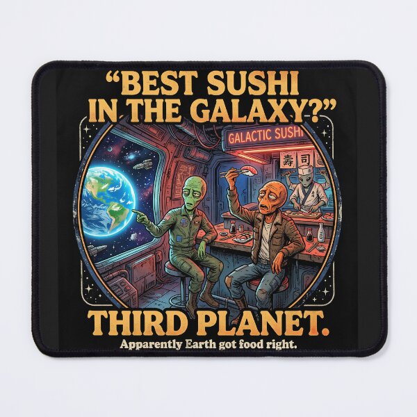 Item preview, Best Sushi in the Galaxy Third Planet Funny Alien Retro Sci Fi Humor designed and sold by FindYouByZ.