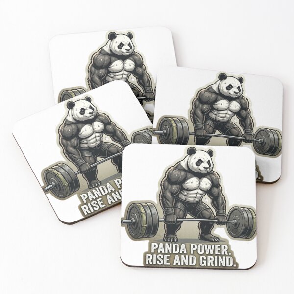 Item preview, Panda Power Rise and Grind Gym Motivation designed and sold by JeevanStickers.