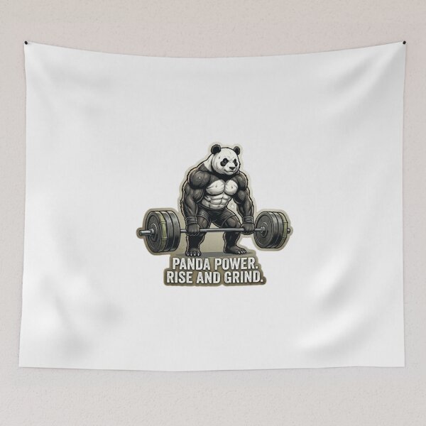 Item preview, Panda Power Rise and Grind Gym Motivation designed and sold by JeevanStickers.
