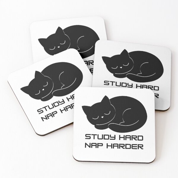 Item preview, Study Hard Nap Harder – Cute Black Cat Study Motivation Funny Aesthetic Quote designed and sold by Art_IN_Design.