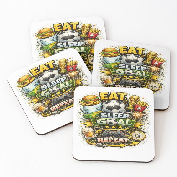 Item preview, Eat Sleep Goal Repeat Sticker | Funny Soccer Fan World Cup Design designed and sold by Ermicioi.
