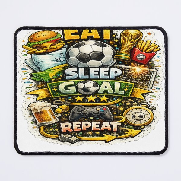 Item preview, Eat Sleep Goal Repeat Sticker | Funny Soccer Fan World Cup Design designed and sold by Ermicioi.