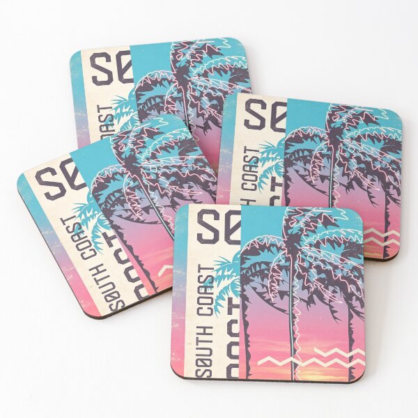 Item preview, South Coast Neon Palm Trees Retro Synthwave Beach Art designed and sold by brkydesign.
