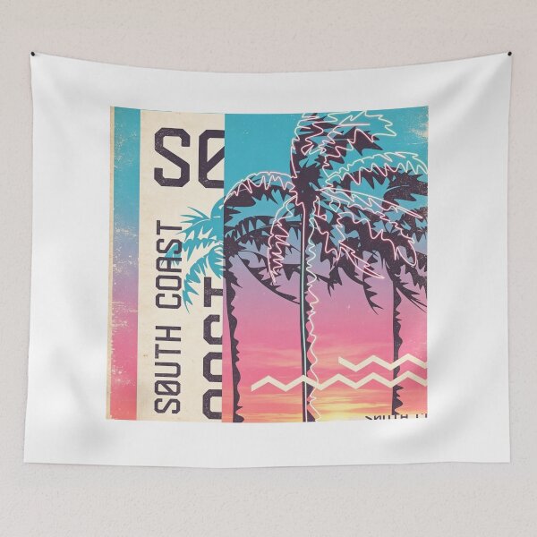 Item preview, South Coast Neon Palm Trees Retro Synthwave Beach Art designed and sold by brkydesign.
