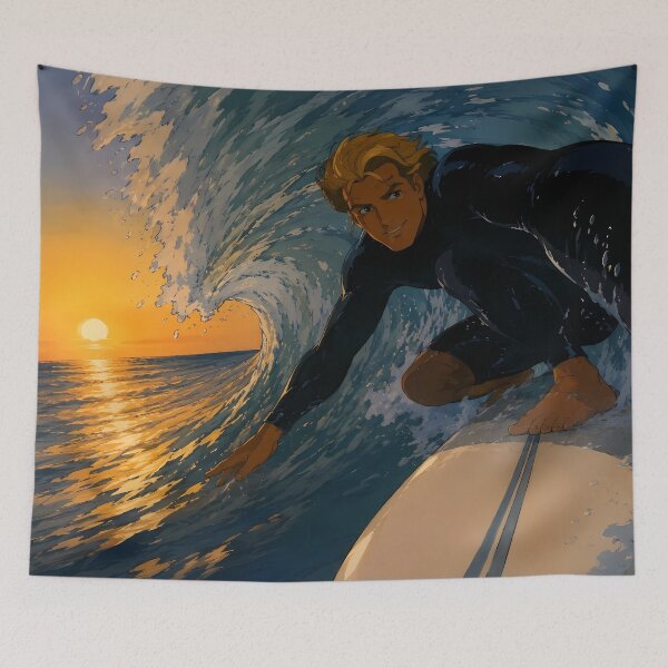 Item preview, Golden Barrel – Sunset Surf Retro Art designed and sold by  Hollow Moon Studios..