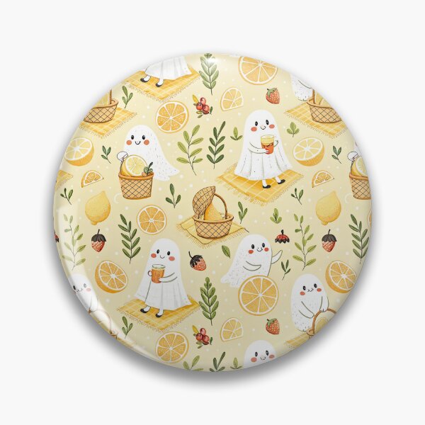 Item preview, Cute Lemon Ghost Picnic Pattern designed and sold by Petal & Pattern Co.