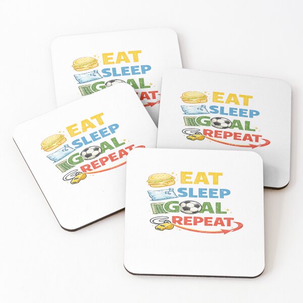 Item preview, Minimalist Eat Sleep Goal Repeat Sticker | Funny Soccer Fan Design designed and sold by Ermicioi.