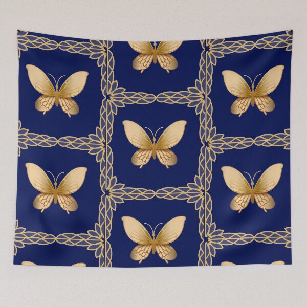 Item preview, Elegant Gold Butterfly Royal Navy | Luxury Art designed and sold by Rawafi Art Studio.