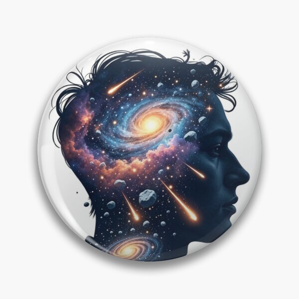 Item preview, Overthinking Club Space Galaxy Mind Silhouette Art designed and sold by brkydesign.