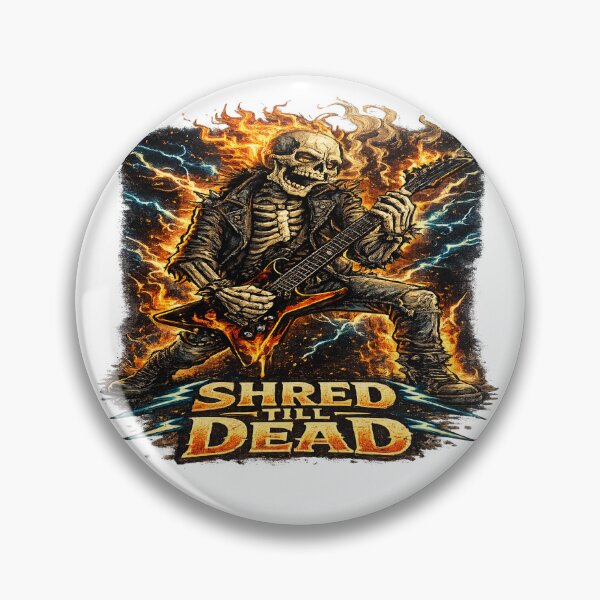 Item preview, Shred Till Dead Skeleton Guitar Rock Metal Lightning Vintage designed and sold by NicheThreadCo.