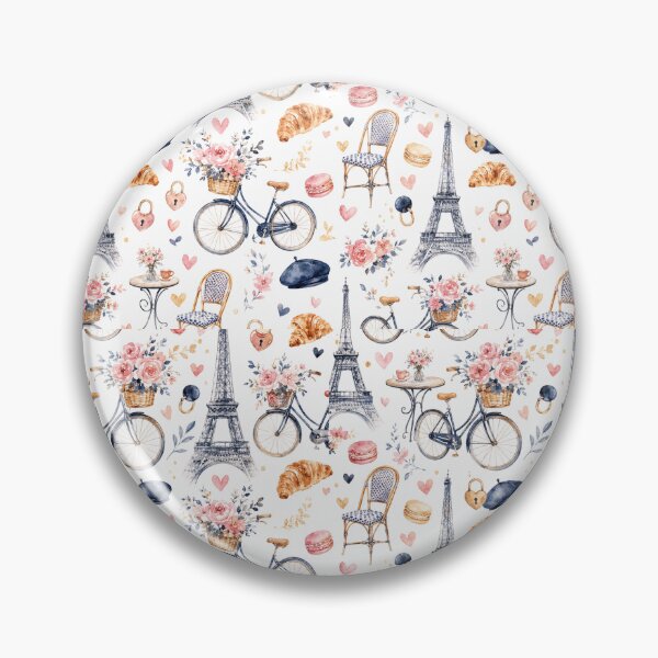 Item preview, Paris Romantic Icons Watercolor Seamless Travel Pattern designed and sold by Inkworksbyshery.