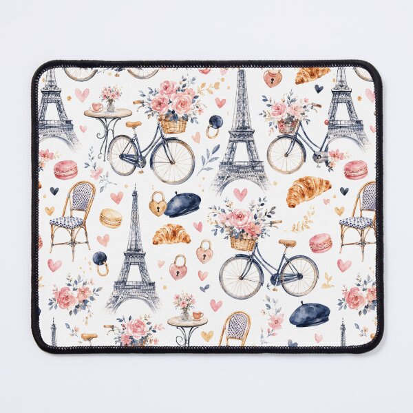 Item preview, Paris Romantic Icons Watercolor Seamless Travel Pattern designed and sold by Inkworksbyshery.