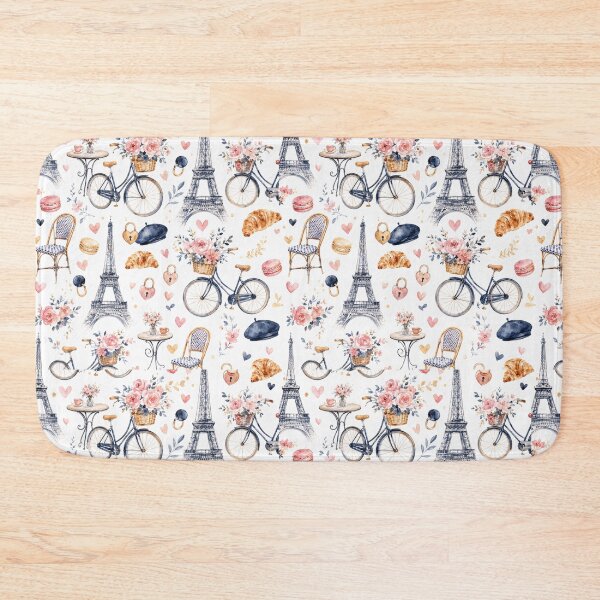 Item preview, Paris Romantic Icons Watercolor Seamless Travel Pattern designed and sold by Inkworksbyshery.