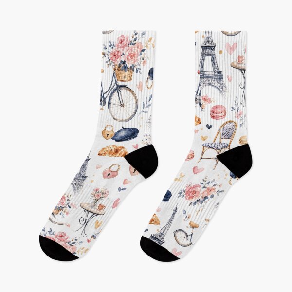 Item preview, Paris Romantic Icons Watercolor Seamless Travel Pattern designed and sold by Inkworksbyshery.