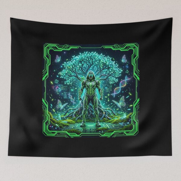 Item preview, Neon Tree of Life Goddess Cyber Nature Fantasy Art designed and sold by DervoTeck2767.
