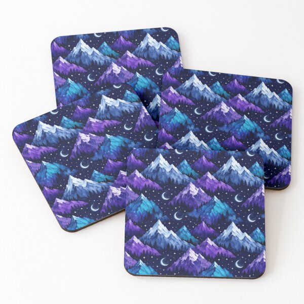 Item preview, Mountain Summit Watercolor Night Sky Seamless Pattern designed and sold by Inkworksbyshery.
