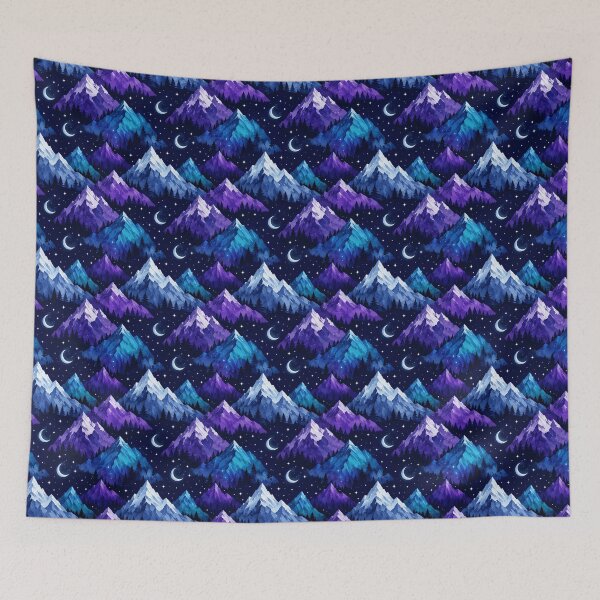 Item preview, Mountain Summit Watercolor Night Sky Seamless Pattern designed and sold by Inkworksbyshery.