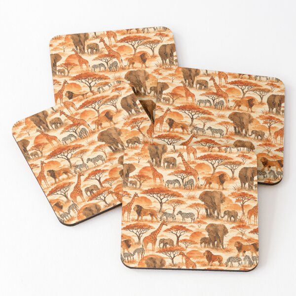 Item preview, Safari Animal Silhouette Watercolor Seamless Pattern designed and sold by Inkworksbyshery.