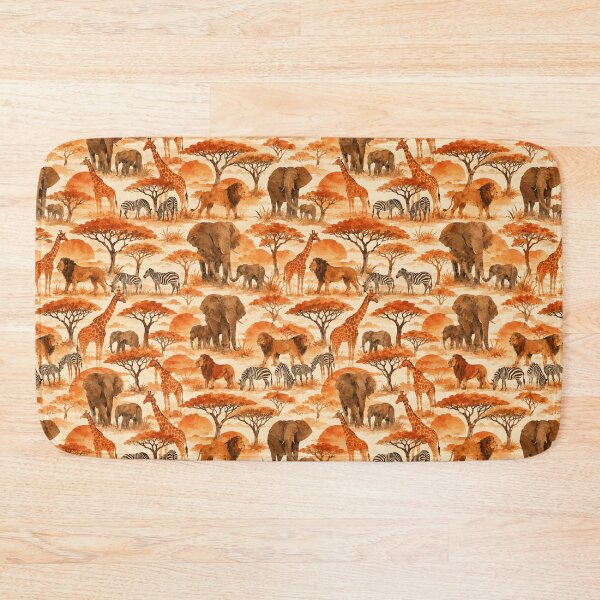 Item preview, Safari Animal Silhouette Watercolor Seamless Pattern designed and sold by Inkworksbyshery.