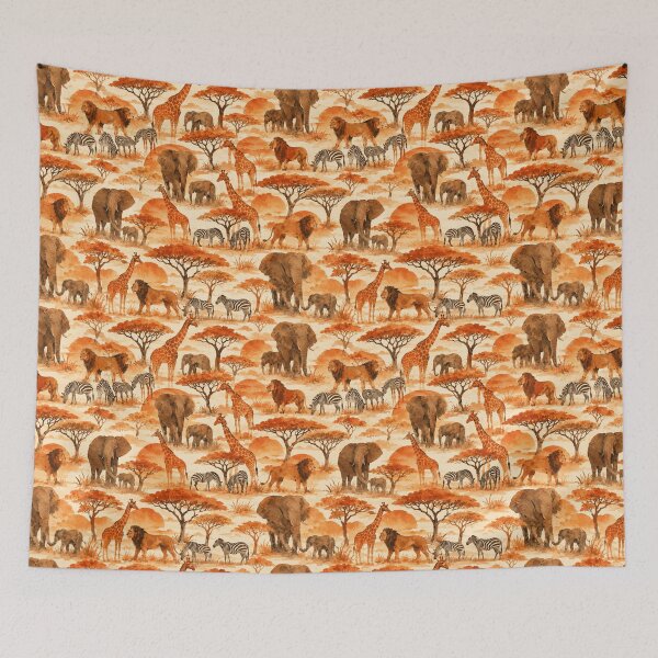 Item preview, Safari Animal Silhouette Watercolor Seamless Pattern designed and sold by Inkworksbyshery.