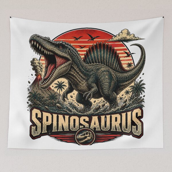 Item preview, Spinosaurus Dinosaur Synthwave Retro Style designed and sold by JonelleTshirts.