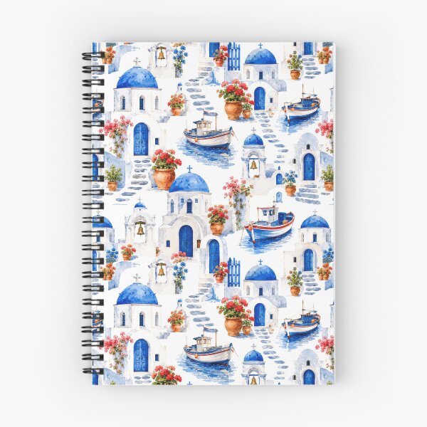 Item preview, Greek Island Architecture Watercolor Seamless Pattern designed and sold by Inkworksbyshery.