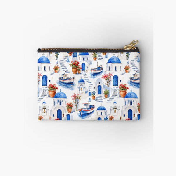 Item preview, Greek Island Architecture Watercolor Seamless Pattern designed and sold by Inkworksbyshery.