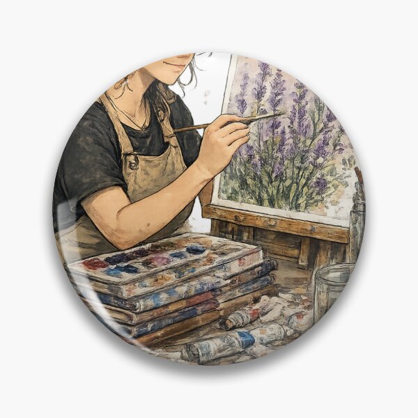 Item preview, Watercolor Artist Painting Lavender Blooms designed and sold by Red Dirt and Wildflowers.