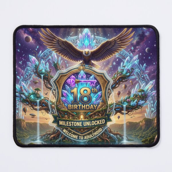 Item preview, 18th Birthday Milestone Unlocked – Welcome to Adulthood Epic Fantasy Print designed and sold by RetroSystemCo.