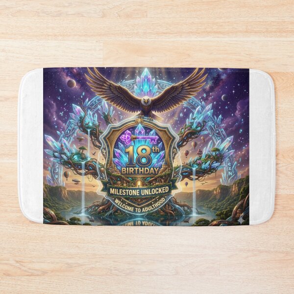 Item preview, 18th Birthday Milestone Unlocked – Welcome to Adulthood Epic Fantasy Print designed and sold by RetroSystemCo.