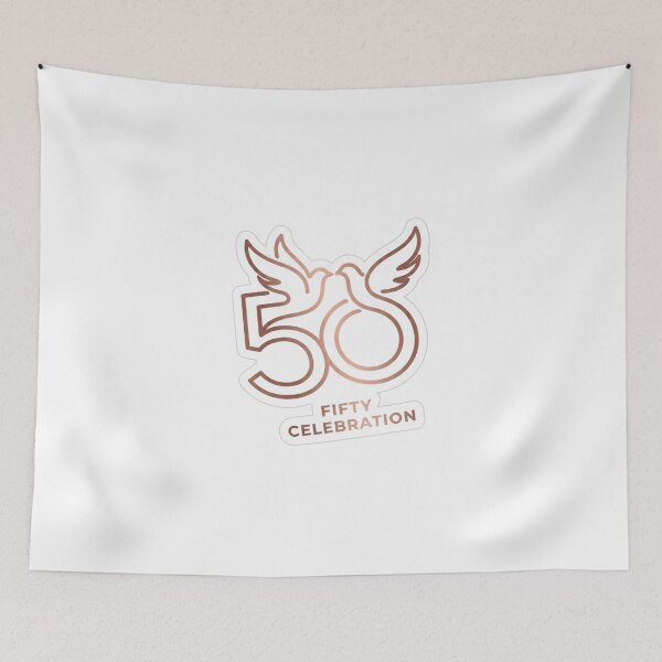 Item preview, 50th Birthday Fifty Celebration – Elegant Rose Gold Dove Sticker Print designed and sold by RetroSystemCo.