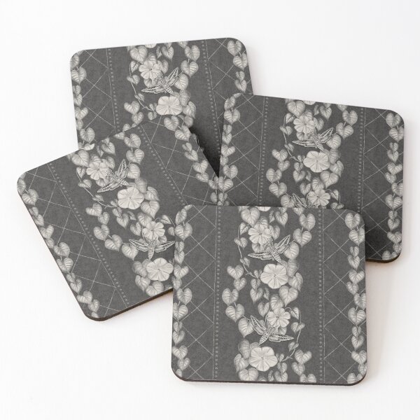 Item preview, Moody Moonflower and Sphinx Moth Stripe in Charcoal designed and sold by somecallmebeth.