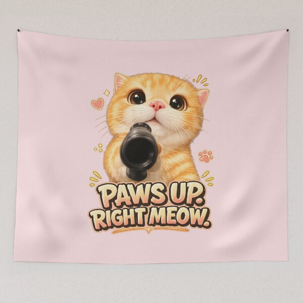 Item preview, Cute Gangster Cat With Toy Blaster Funny Pay Up Cartoon Design designed and sold by ArtsyGlaze.