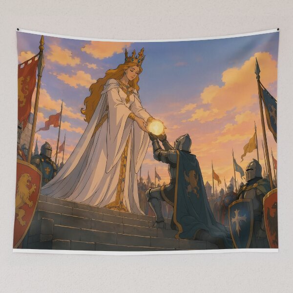 Item preview, The Queen’s Blessing – Medieval Fantasy Coronation Art designed and sold by  Hollow Moon Studios..