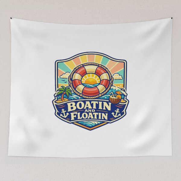 Item preview, BOATIN AND FLOATIN – Retro Coastal Vibes designed and sold by LuveraxArt.