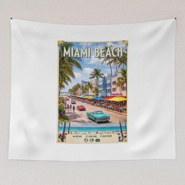 Item preview, "Sunny Miami Beach – Tropical Ocean Drive Vibes" ?☀️ designed and sold by ElartedeNoel.