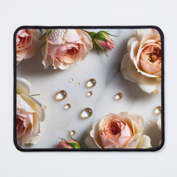 Item preview, Fresh Pink Roses with Dew on Marble designed and sold by IntelliMindDesigns.