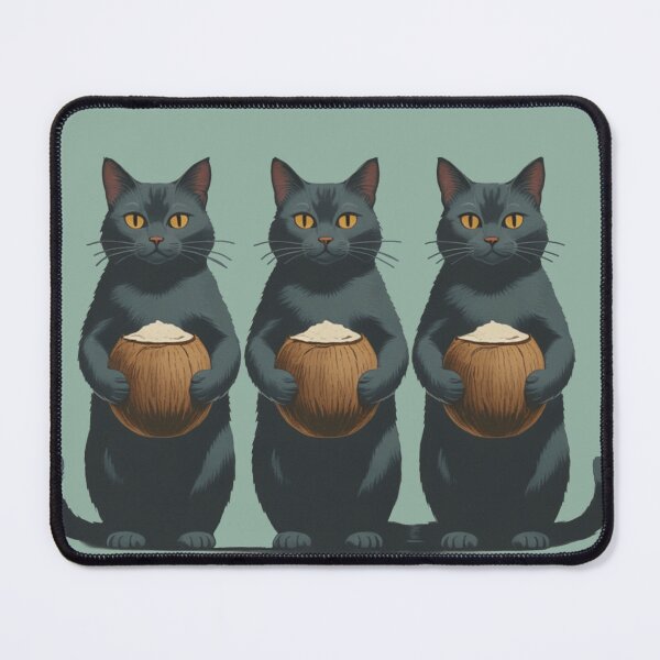 Item preview, Cute Black Cats Holding Coconuts – Tropical Cat Illustration designed and sold by LEO'S CREATURE れおずくりーちゃー.