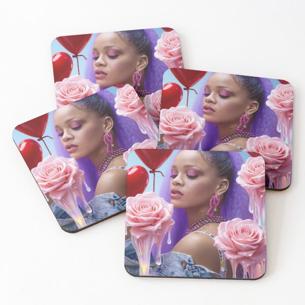 Item preview, Rihanna Melting Roses Neon Pastel Collage designed and sold by y2kponyclub.