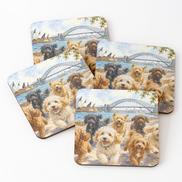Item preview, Sydney Harbour Oodle Zoomies Watercolor Art designed and sold by Cockapoo Society.