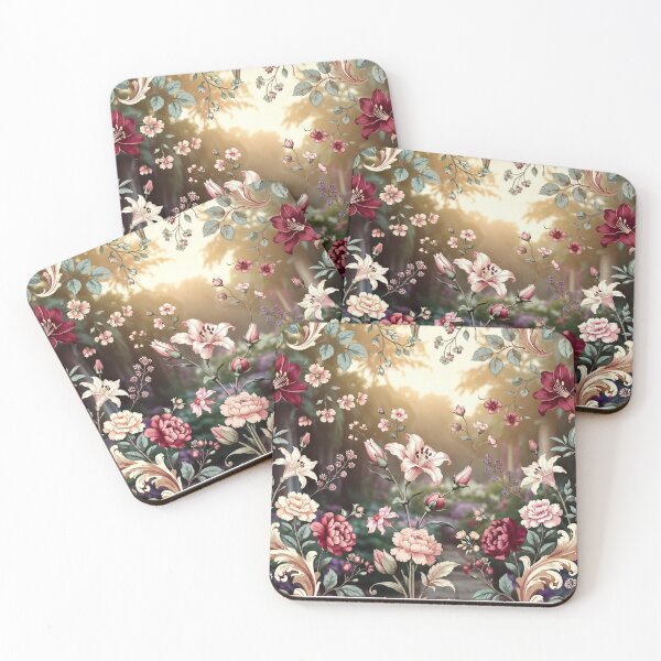 Item preview, Romantic Red Floral Baroque Pattern designed and sold by IntelliMindDesigns.