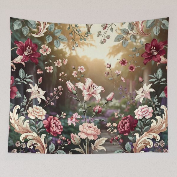 Item preview, Romantic Red Floral Baroque Pattern designed and sold by IntelliMindDesigns.