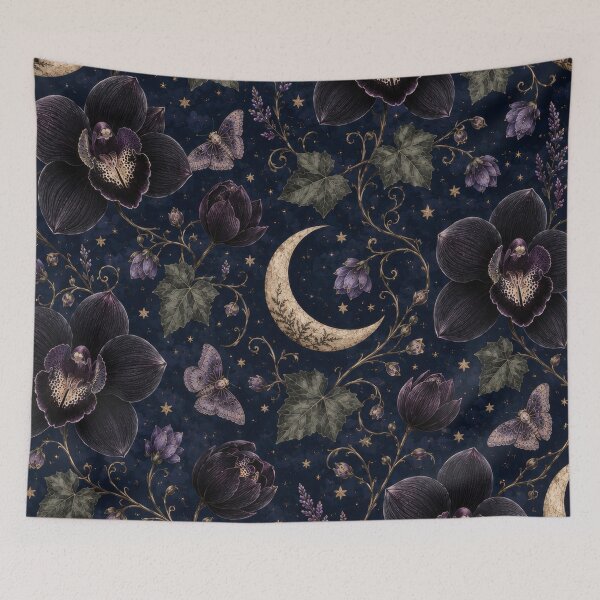 Item preview, Black Orchid Moonlit Garden Gothic Botanical Blooms designed and sold by scicilysimonee.