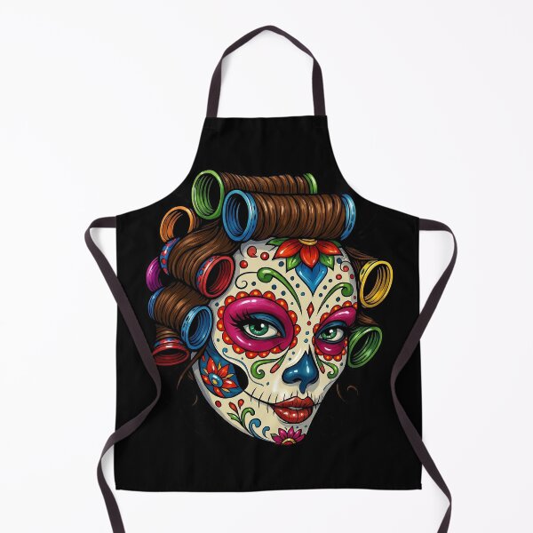 Item preview, Sugar skull with hair rollers designed and sold by GothTees.